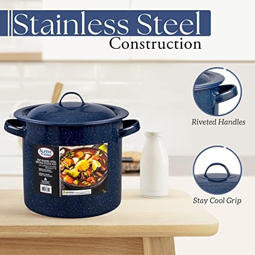 Alpine Cuisine 8-qt Stock Pot with Lid Black New