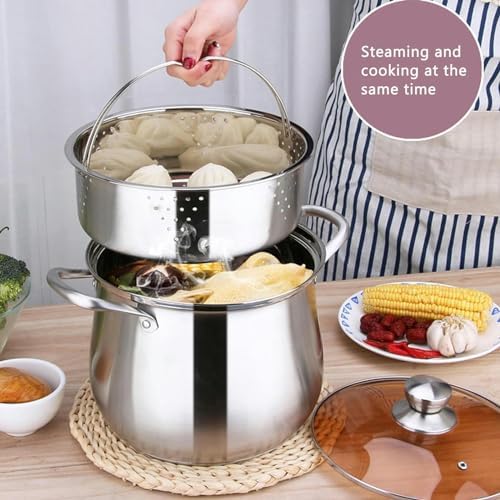 LGEOELIAS 28cm Stainless Steel Stock Pot