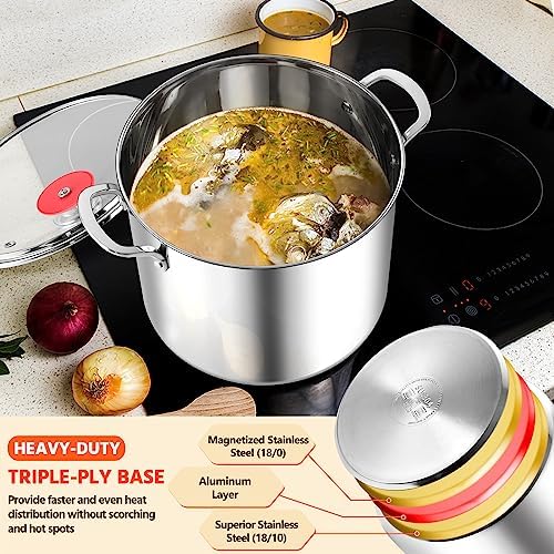 E-far 12-Quart Stock Pot with Lid 1810 Stainless Steel