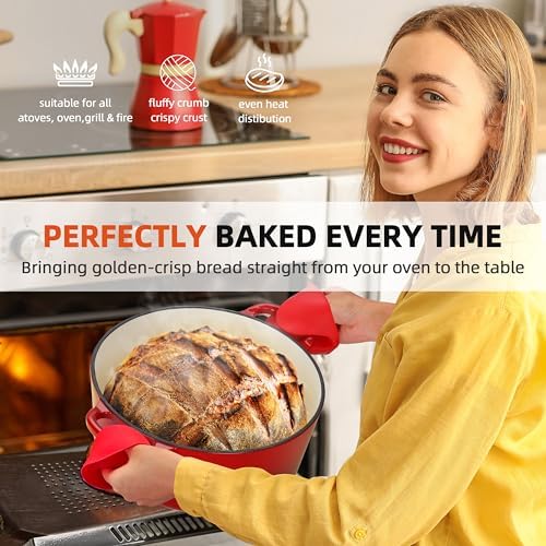 Enameled Cast Iron Dutch Oven Set - Easy Cooking Health and Versatility