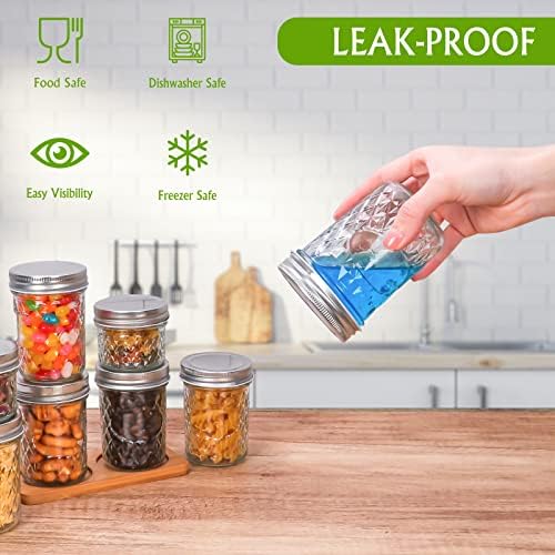 Keketin 8 oz Mason Jars with Silver lids Preserve Kids Meals