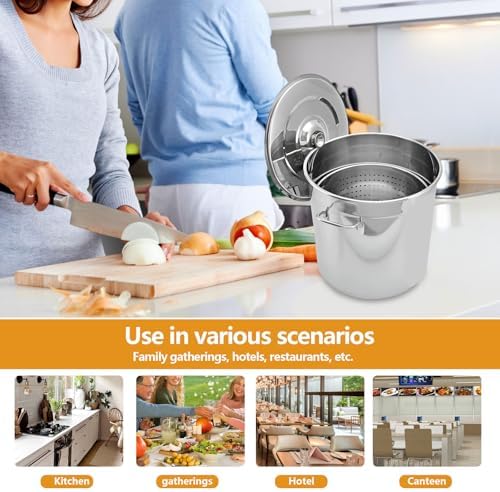 Sturdy Stainless Steel Boil Pot with Basket 45QT Seafood Cooking Pot Boil Fry