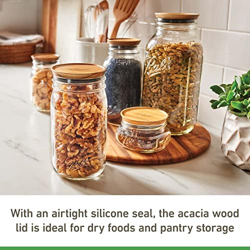 Ball Wooden wide mouth Jar lids Acacia Wood 5-Piece Set