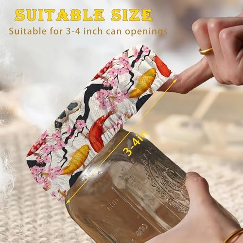 Japanese Cherry Blossom Koi Fish Sourdough Starter Jar Cloth Cover Eco-Friendly Durable