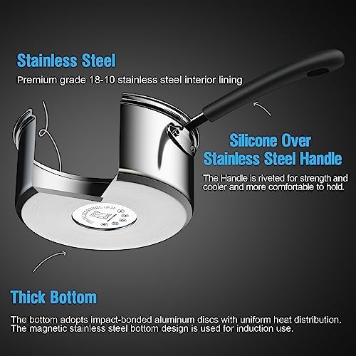 Professional 2-Quart Double Boiler Saucepan for All Stove Tops