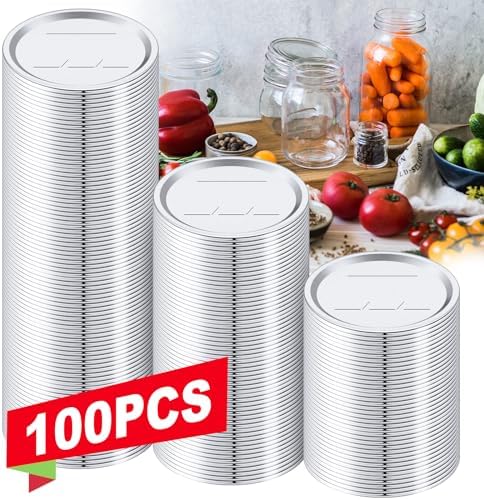 100-Piece Set of Rust-Resistant Mason Jar Lids for Food Preservation