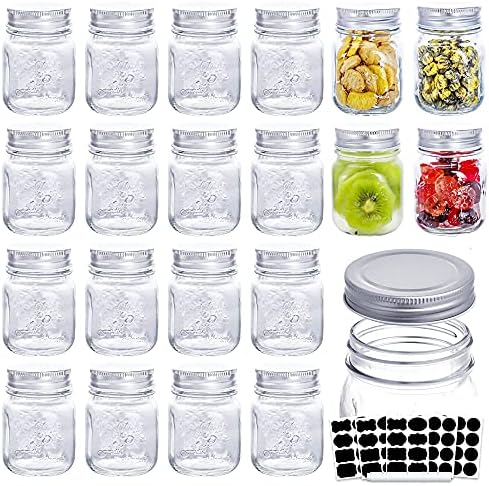 20-Pack Glass Mason Jars with Labels for Food Storage