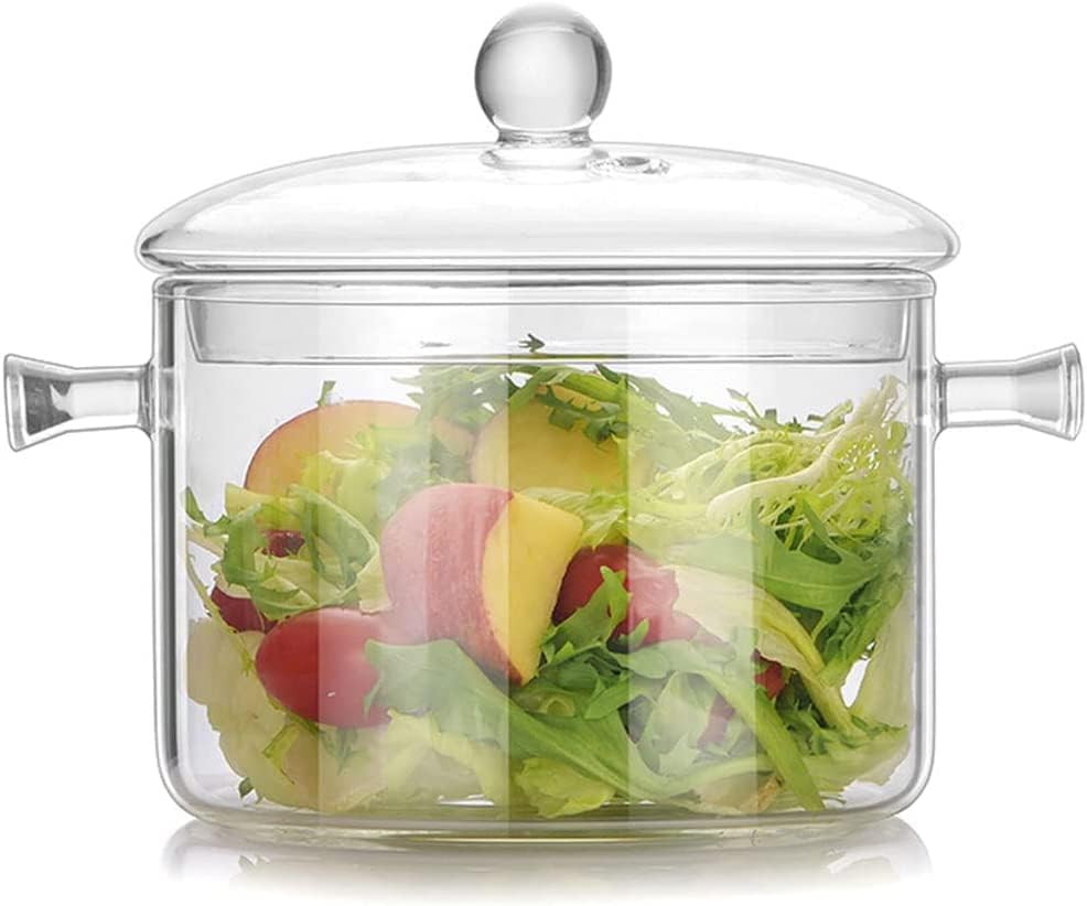 Miecux2L Glass Saucepan with Cover - Heat-Resistant Safe for Normal Cooking