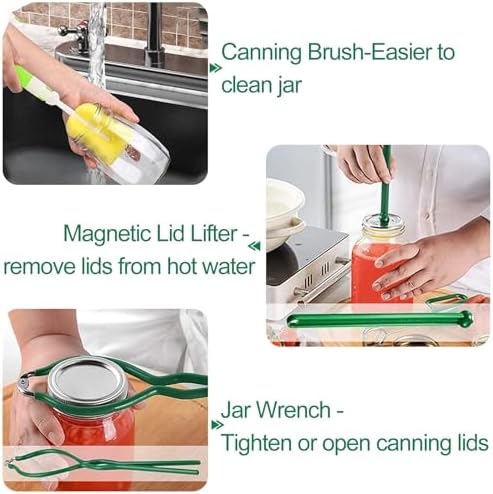 Alemard 11pc Canning Kit - Jar Lifter Lid Lifter Funnel Wrench Lids Rings