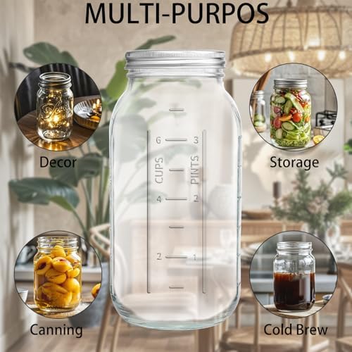eleganttime 64 oz Wide Mouth Mason Jar 3 Pack
