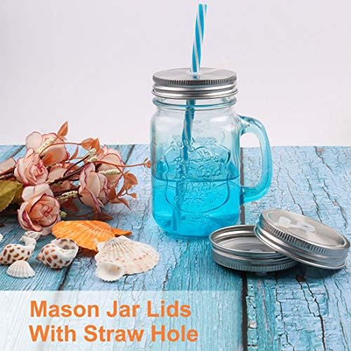 2-Pack Stainless Steel Wide Mouth Mason Jars Lids with Straw Hole