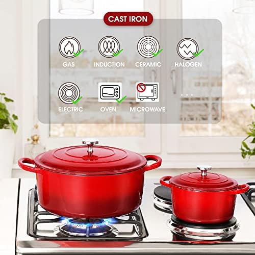 Enameled Cast Iron Dutch Oven Set - Easy Cooking Health and Versatility