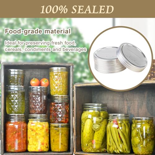 100-Piece Set of Rust-Resistant Mason Jar Lids for Food Preservation