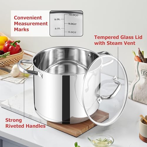 Precise 10 qt Tri-Ply stainless steel stock pot