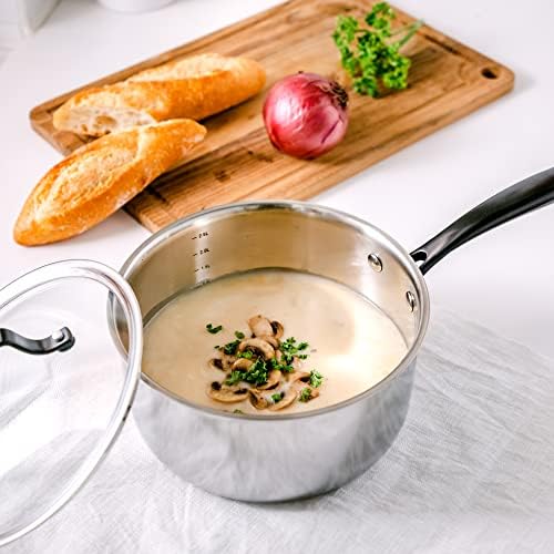 Groldties 3QT Tri-Ply Stainless Steel Saucepan