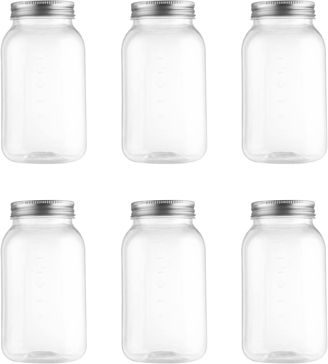32oz clear plastic mason jars with lids 6-pack