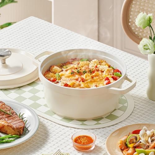 VKEID 78in White Ceramic Nonstick Stockpot with Heat-Resistant Handle