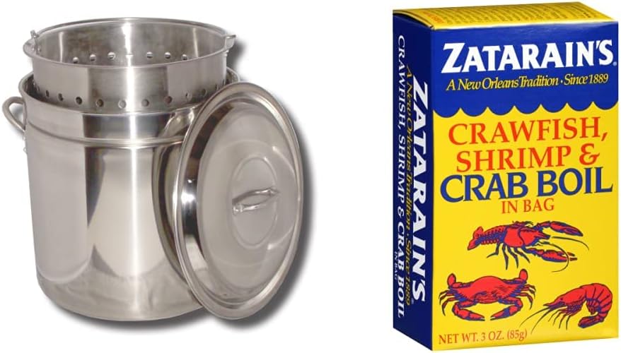 36-Qt Ridged Stainless Steel Pot Spices Zatarains