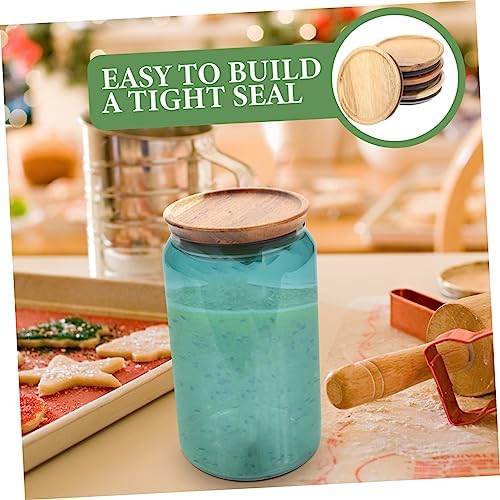 Cabilock 4-Piece Wide Mouth Wooden Jar Lids