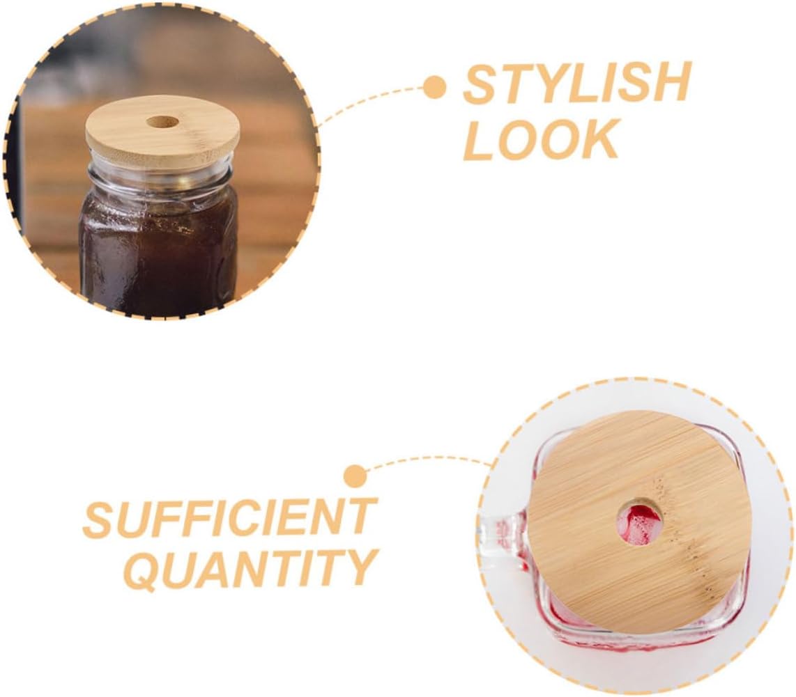 Cabilock 8pcs Reusable Wooden Mason Jar Lids