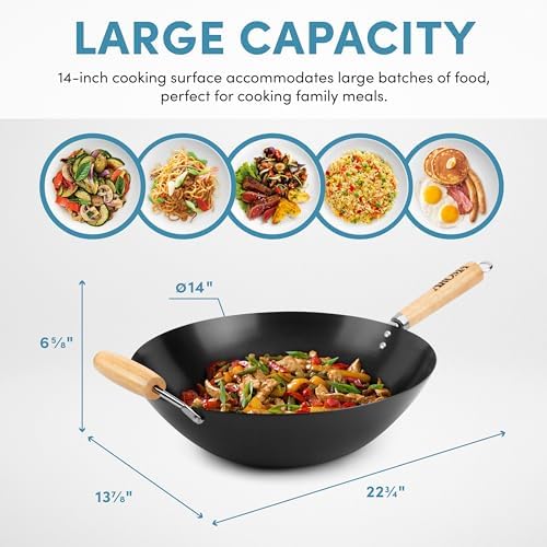 Aroma Housewares 14 In Wok Non-Stick Heavy Duty Black