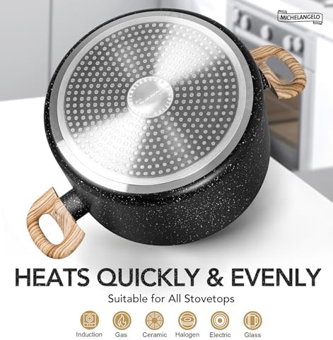 Premium 5 qt Stock Pot with Lid Nonstick Ergonomic and Built to Last