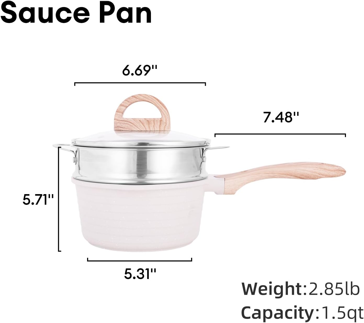 JEETEE 15 Quart Saucepan with Steamer Basket and Lid