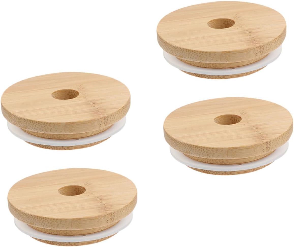 4-Piece Mason Jar Lids with Straw Holes