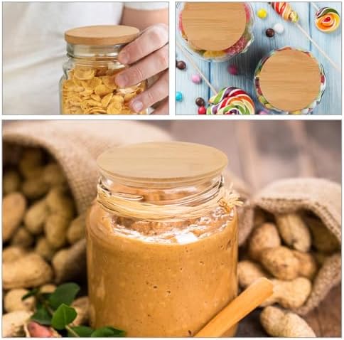 Amosfun 10pack Bamboo Mason Jar Lids with Silicone Sealing Rings