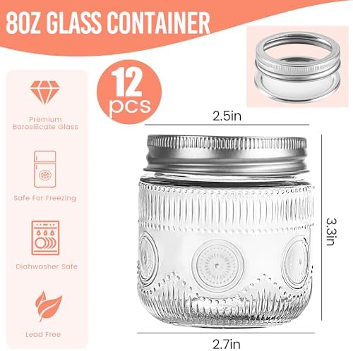 Amzcku 8oz Mason Jars