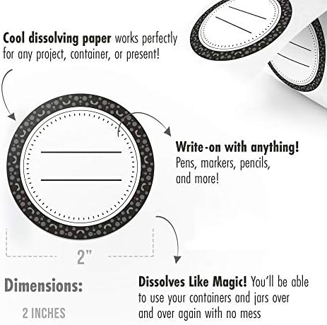 MESS Dissolvable Canning Labels for Jars 200 Labels Easy to Use