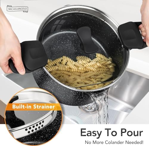 MICHELANGELO Pasta Pot 6 Quart Durable Design