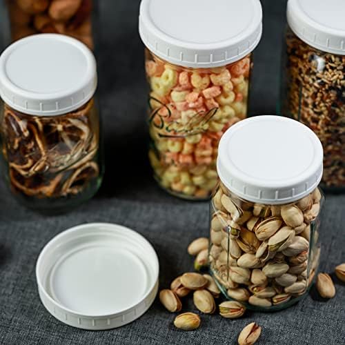 Premium 14-Pack Plastic Mason Jar Lids with Silicone Rings