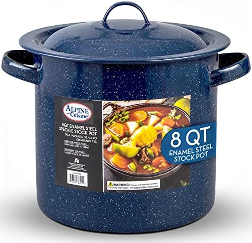 Alpine Cuisine 8-qt Stock Pot with Lid Black New