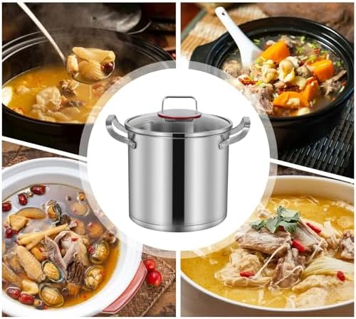 24cm 304 Stainless Steel Stock Pot with Lid Durable Easy to Clean