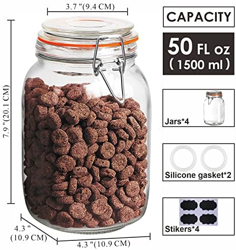 Perfect for Cooking 50 oz Glass Jars - Leaky-Proof Durable