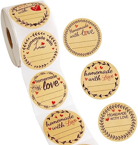 500Pcs 2 Canning Labels with Homemade with Love