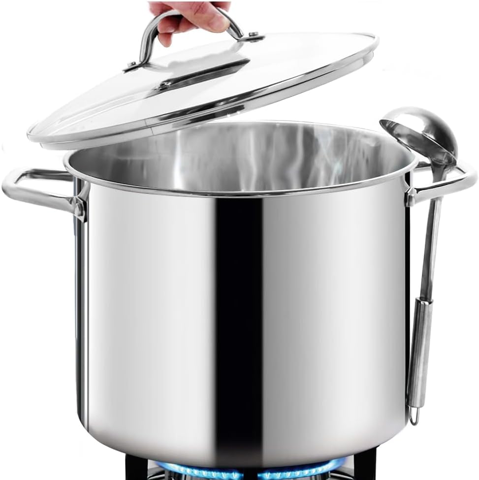 HOMICHEF 16 Quart Stockpot with Glass Lid