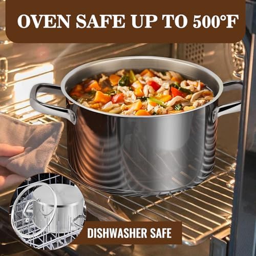 Rorence 6 QT Stockpot with Tempered Glass Lid