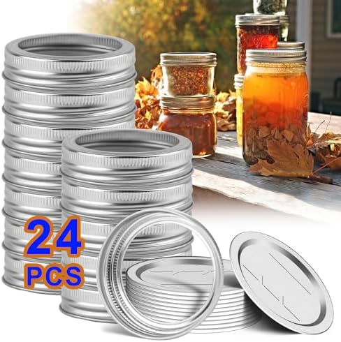 Perfect Canning Lids Set with Rings for Mason Jars 24 Pcs