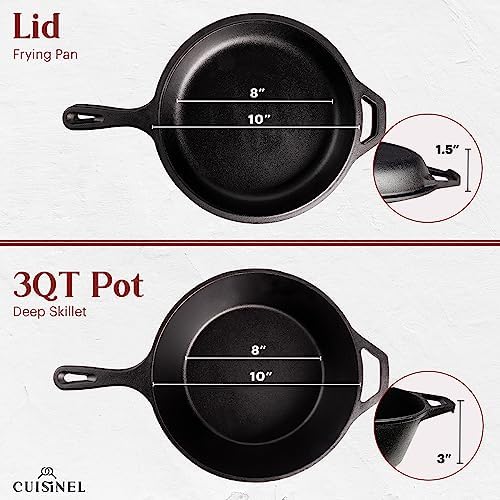 Cuisinel Ultimate 2-in-1 Cast Iron Skillet Lid