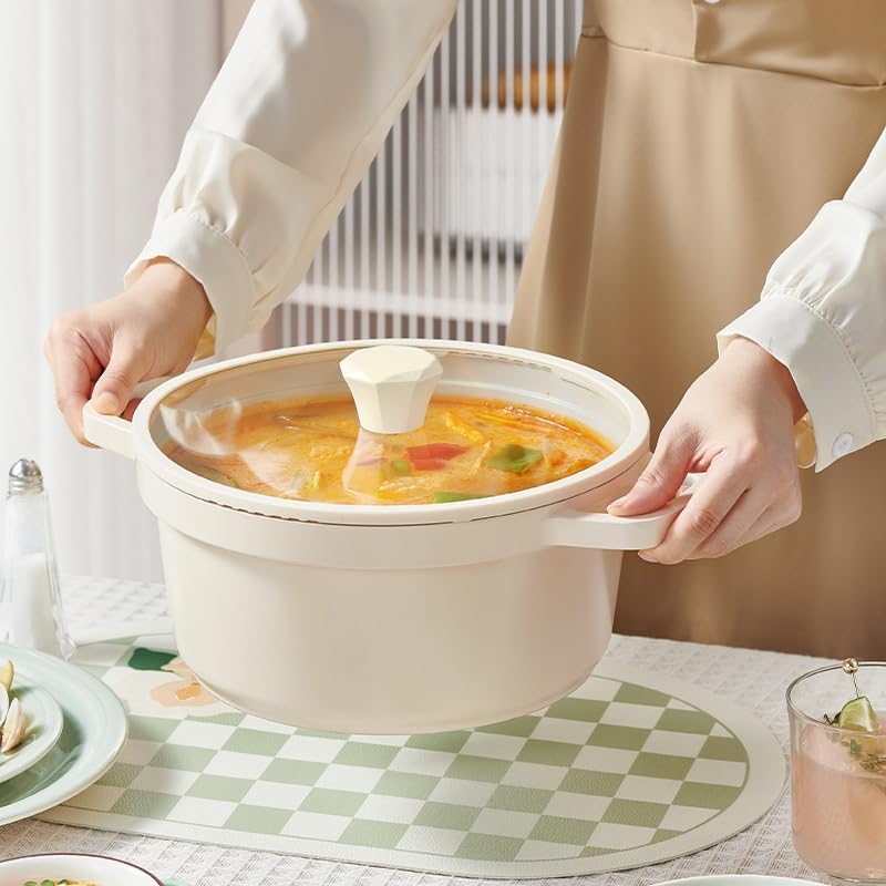 VKEID 78in White Ceramic Nonstick Stockpot with Heat-Resistant Handle