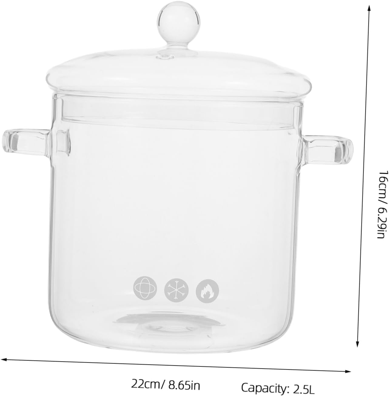 Offsich Clear Glass Cook Pot with Lid Heat Resistant Glass Saucepan