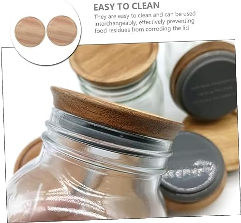 2pcs Wide Mouth Mason Jar with Wooden Lids and Silicone Seals 1