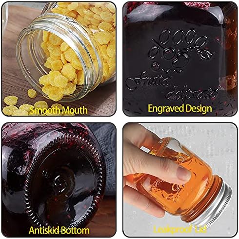 20-Pack Glass Mason Jars with Labels for Food Storage