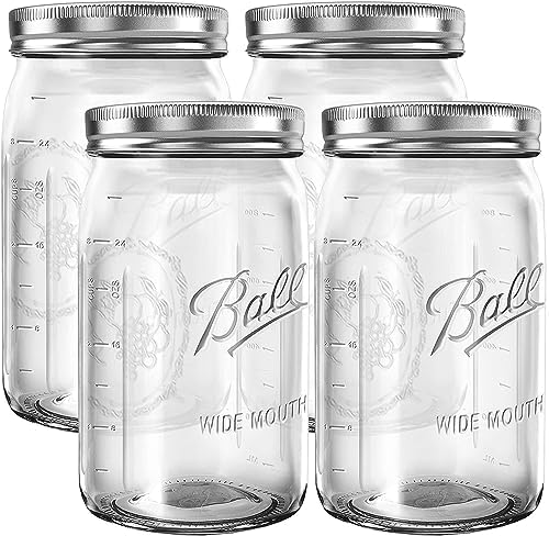 CAMDEPOSU 32 oz Wide Mouth Mason Jars 4 Pack