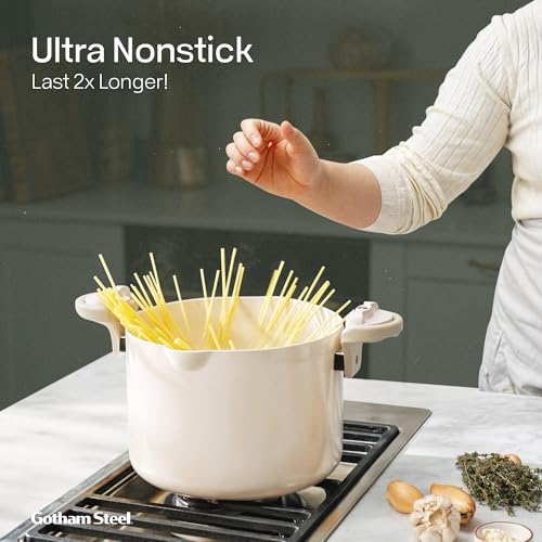 Nonstick Stock Pot With Strainer Lid Quick Cleanup and Eco-Friendly Cooking