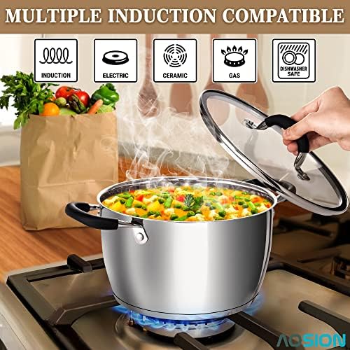 Multi-Purpose 6 Quart Stainless Steel Stockpot with Lid