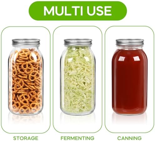 Mcupper 34 Wide Mouth Mason Jars 64 oz - Perfect Canning Solution