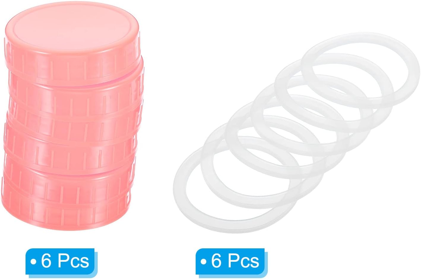 PATIKIL 70mm Pink Mason Jar Lids with Silicone Seals 6-Pack